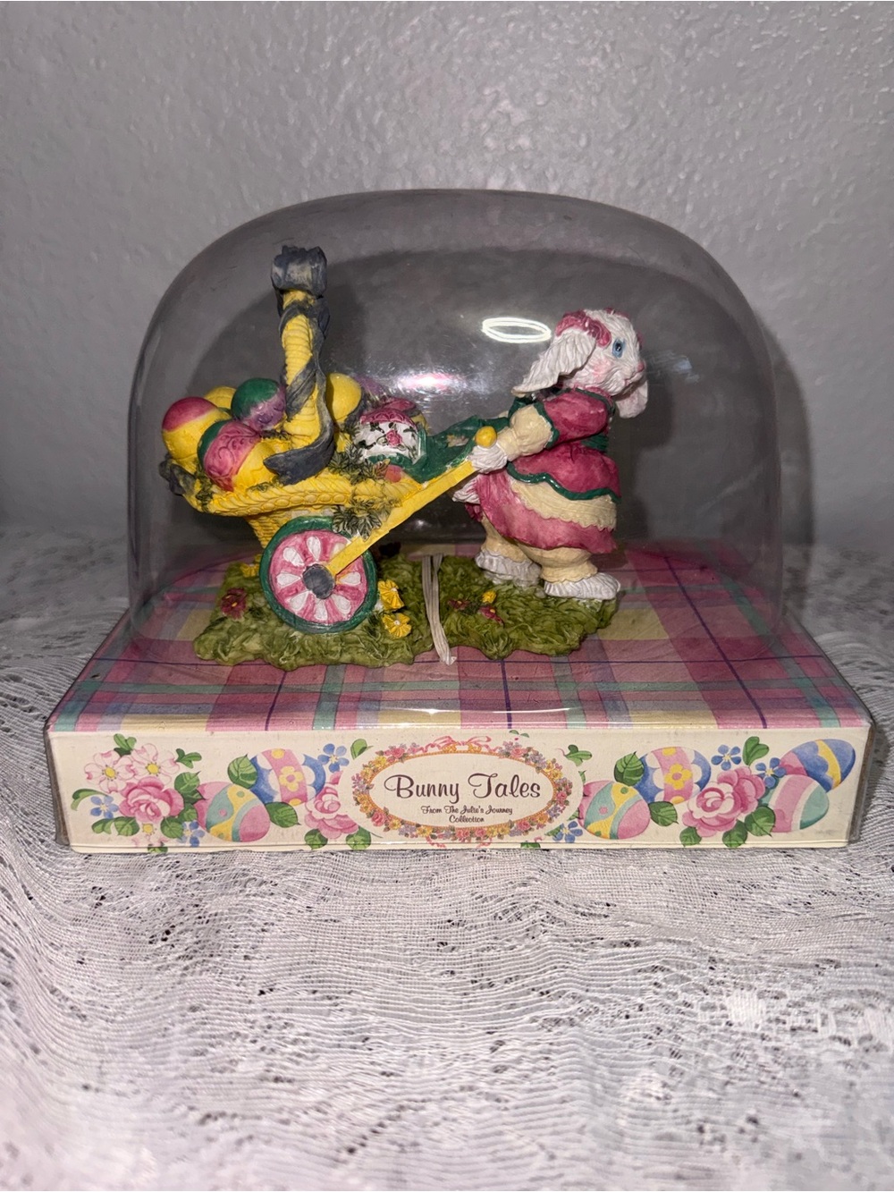 Julie Journey’s Collection Pink Bunny with Wheelbarrow-Bunny Tales